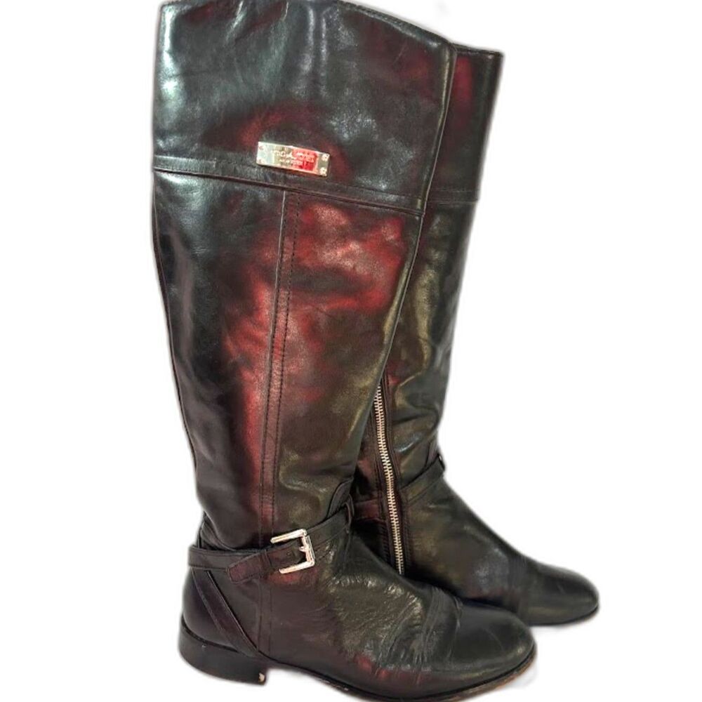 Coach Micha Riding Boots Equestrian Black Knee High Leather Size 7.5 Old Money